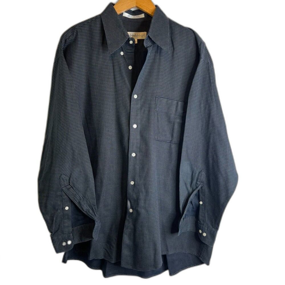 Perry Ellis Portfolio Cotton Button Front Shirt Men's Size 17(32-33)